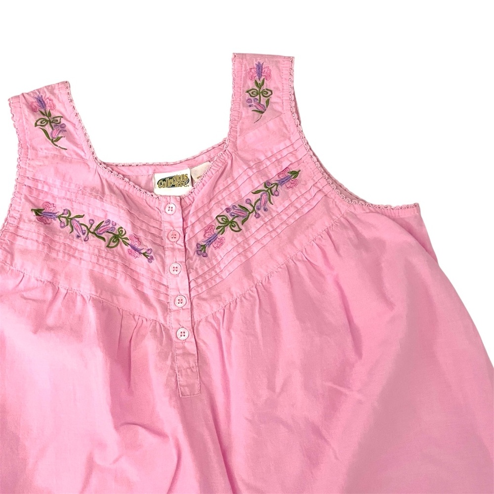 Embroidered Pink Ruffled Midi Nightgown Collections Etc., Size Large